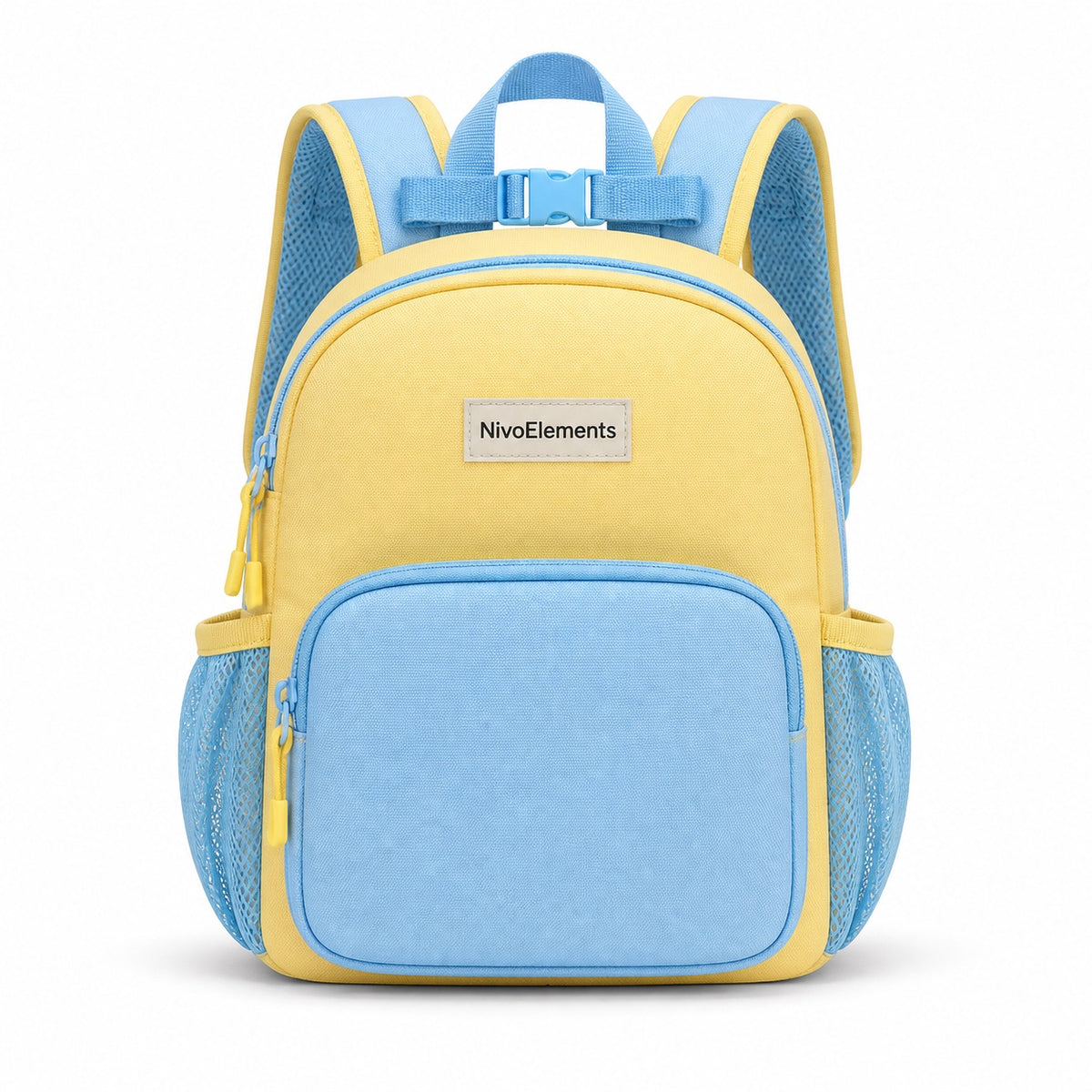 Butter Yellow & Sky Blue Preschool Backpack - 01-front