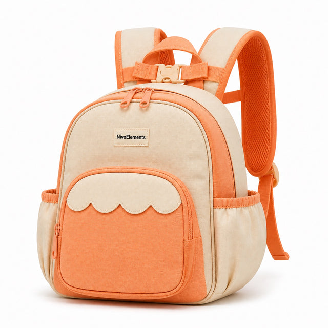 Peach & Cream Scallop-Pocket Preschool Backpack - 02-angle