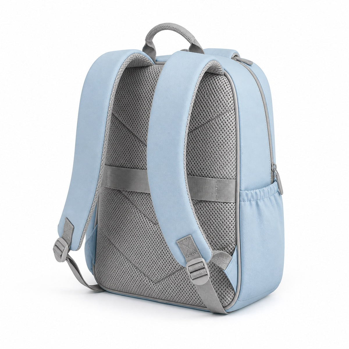 Sky Blue & Cream Kids School Backpack - 03-back