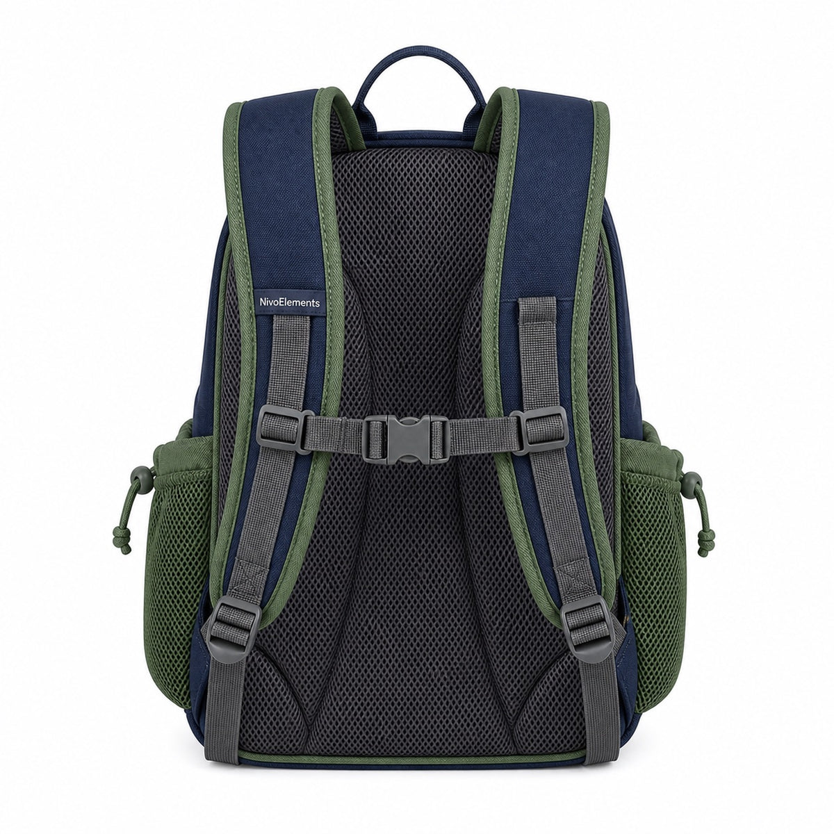Navy & Soft Green Preschool Backpack - 03-back