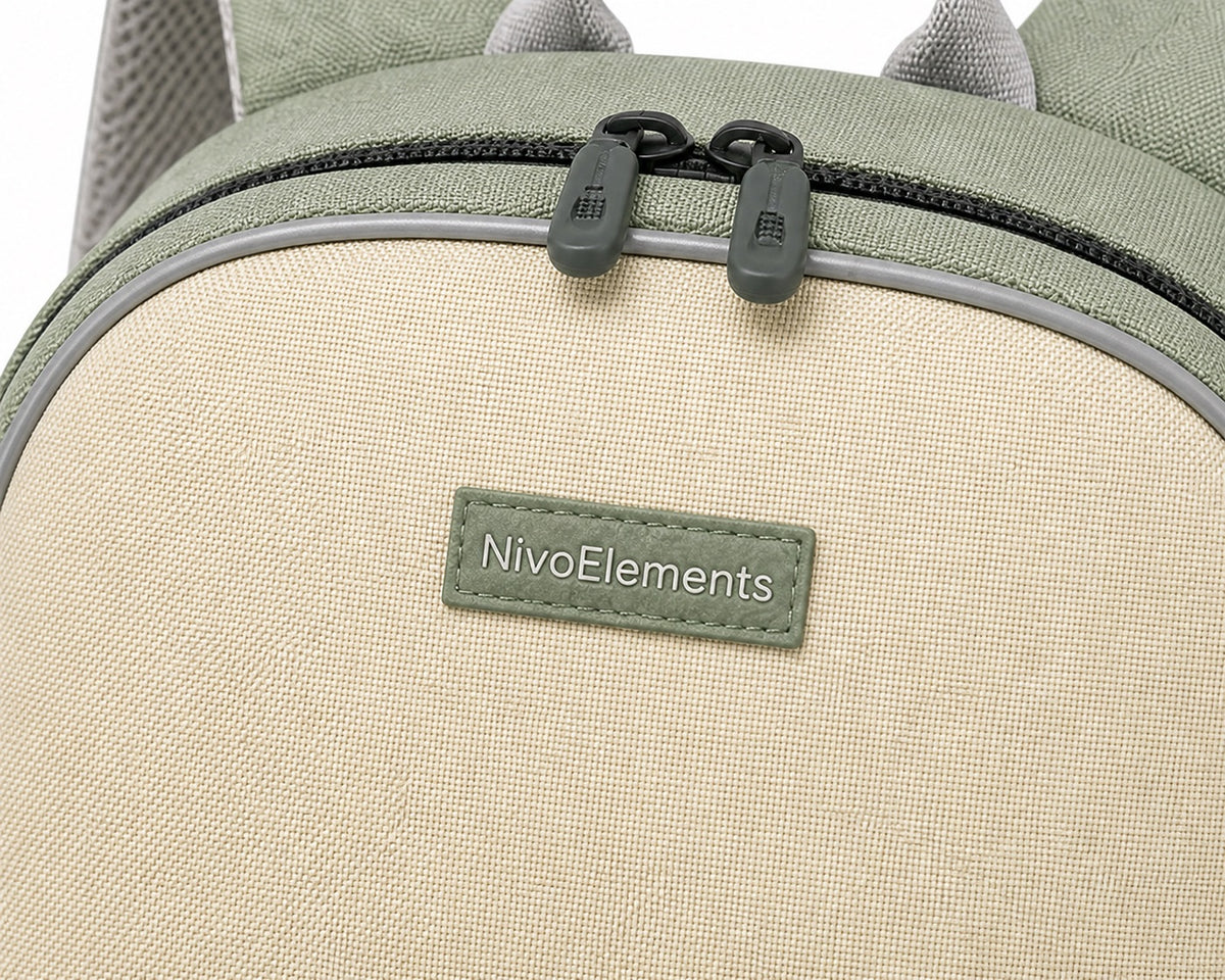 Sage & Cream Everyday Kids School Backpack - 04-detail-logo