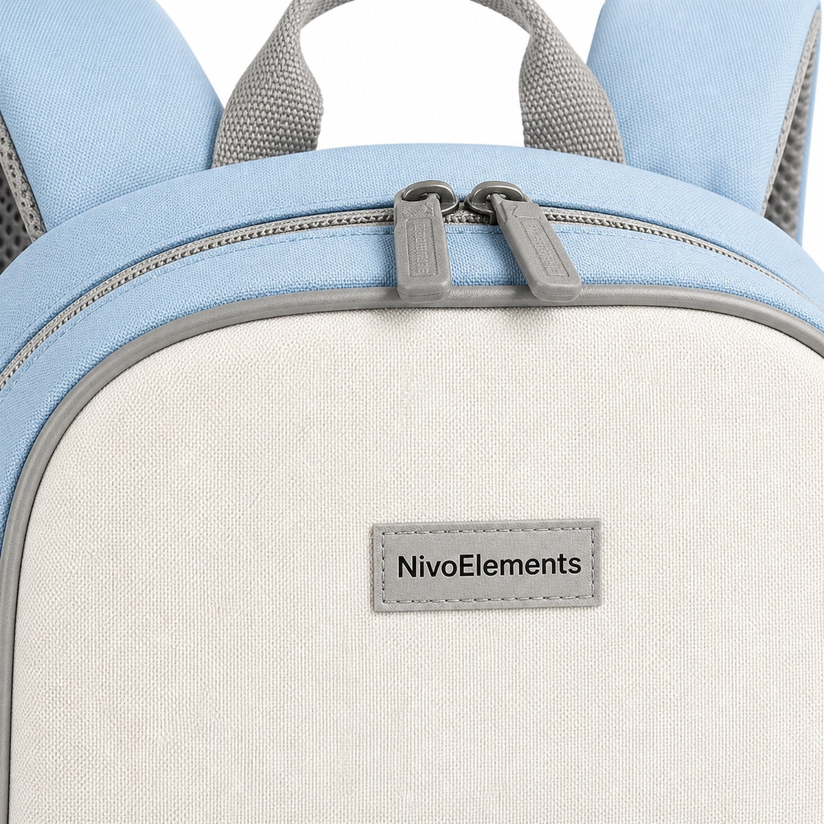 Sky Blue & Cream Kids School Backpack - 04-detail-logo