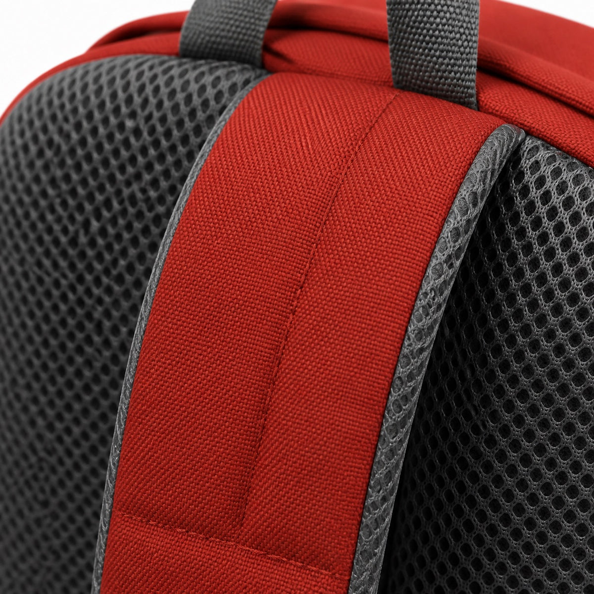 Coral Red Front-Pocket Kids School Backpack - 05-detail-strap