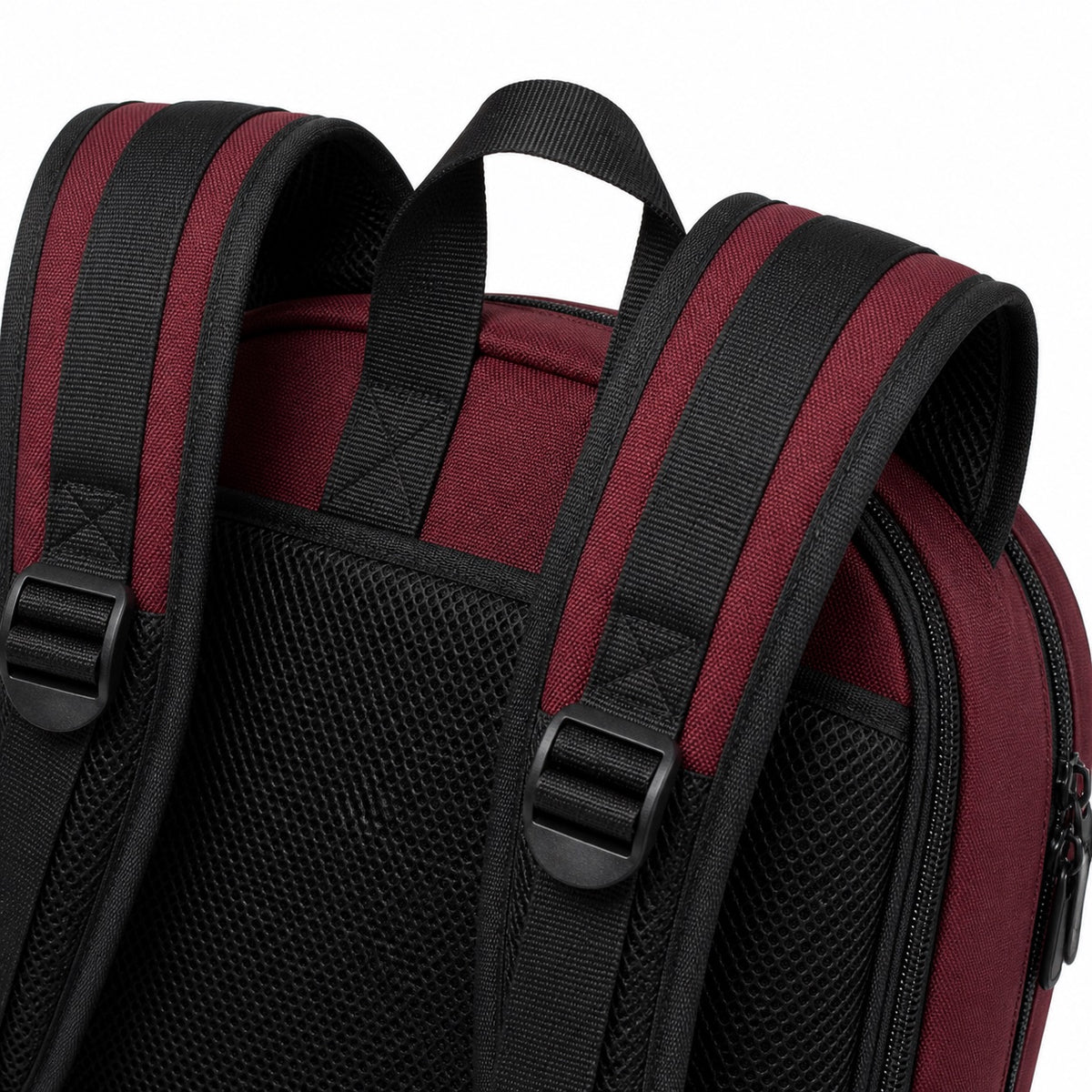 Burgundy & Charcoal School Backpack - 05-detail-strap