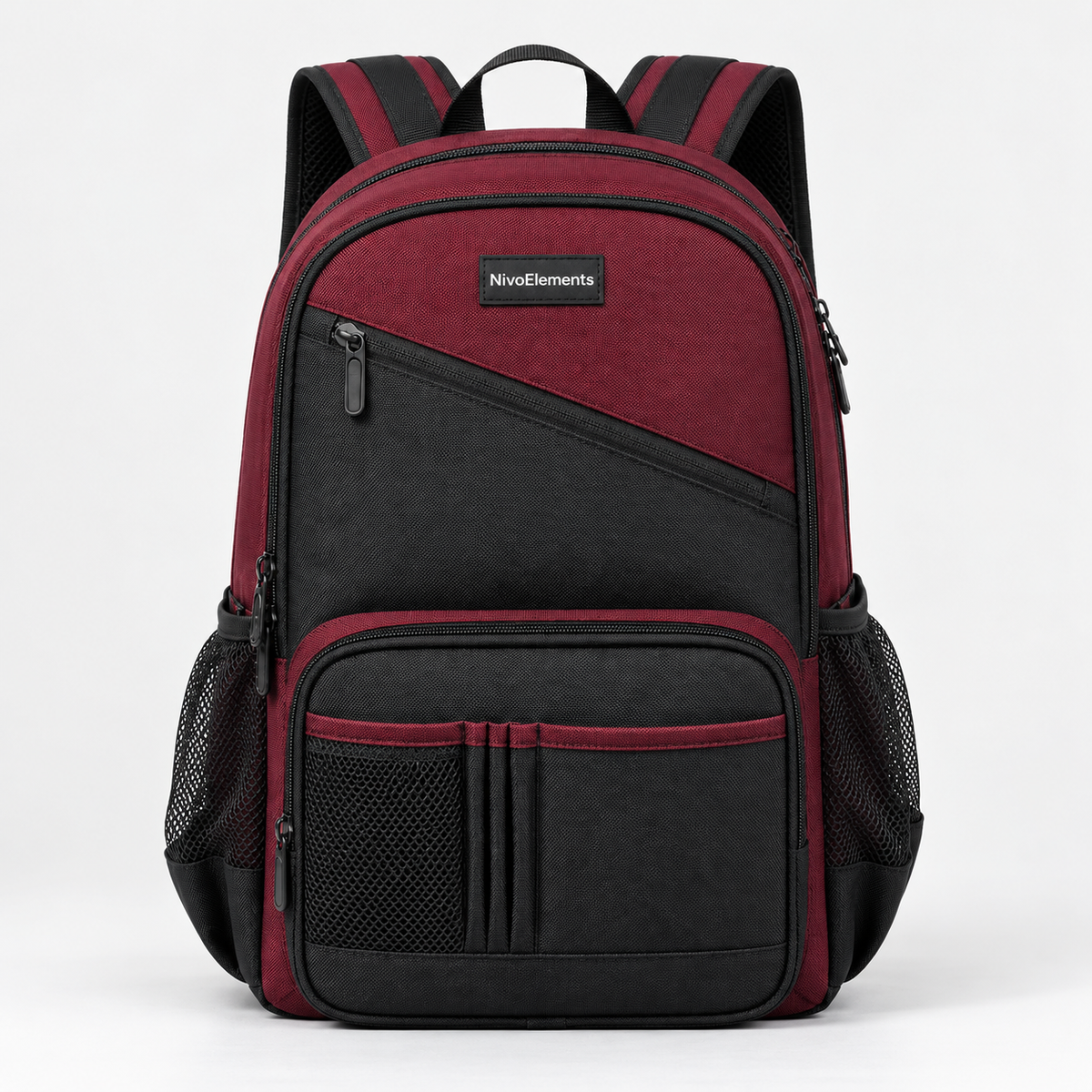 Burgundy & Charcoal School Backpack