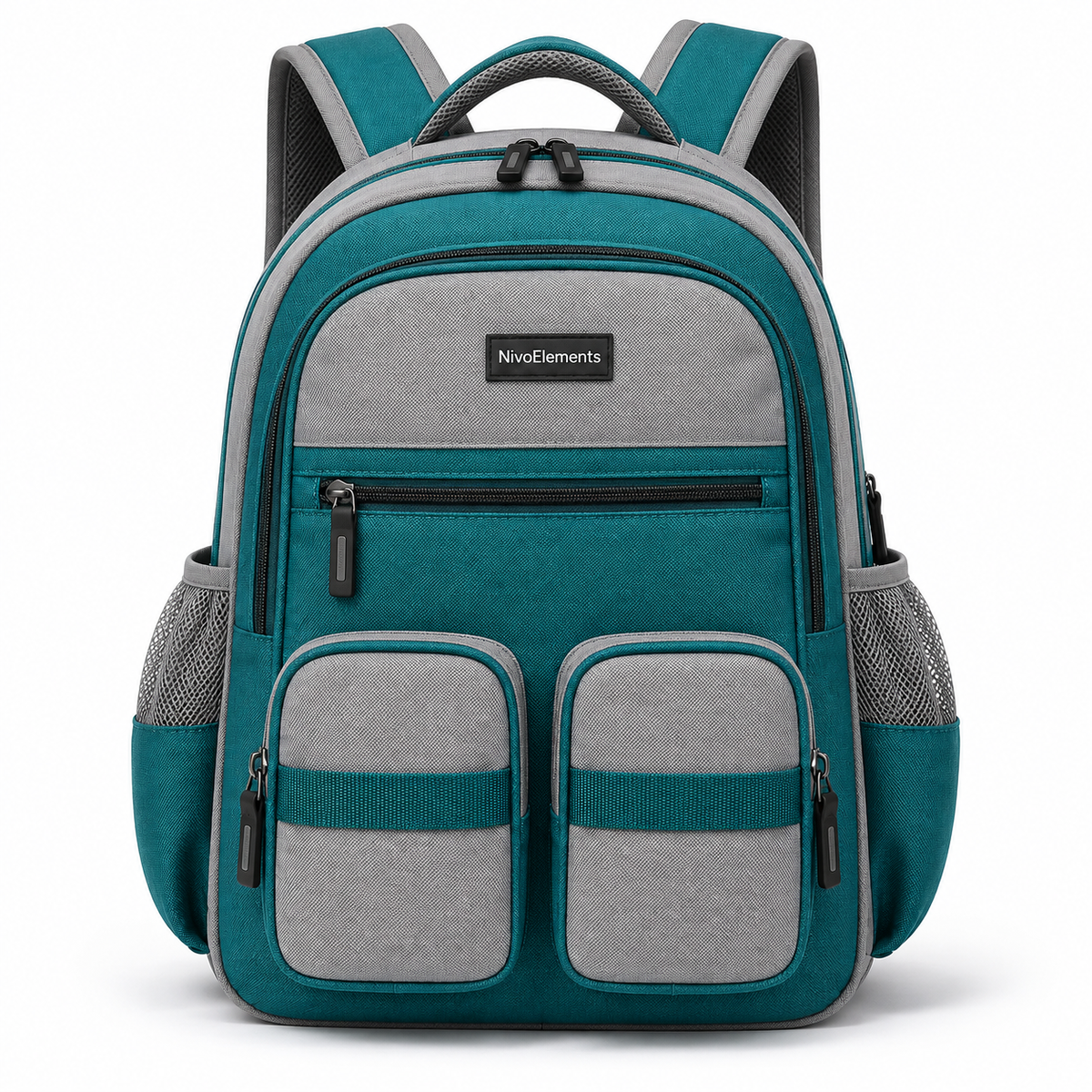 Teal & Gray Dual-Organizer School Backpack