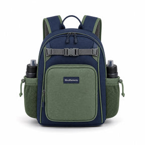 Navy & Soft Green Preschool Backpack - 01-front