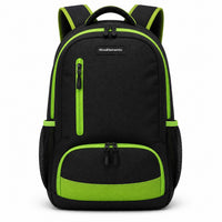 Black & Lime Vertical-Zip School Backpack - 01-front