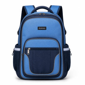 Sky Blue & Navy Reflective School Backpack - 01-front