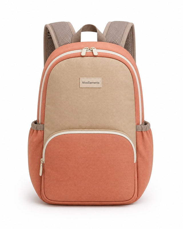 Coral & Sand Kids School Backpack - 01-front