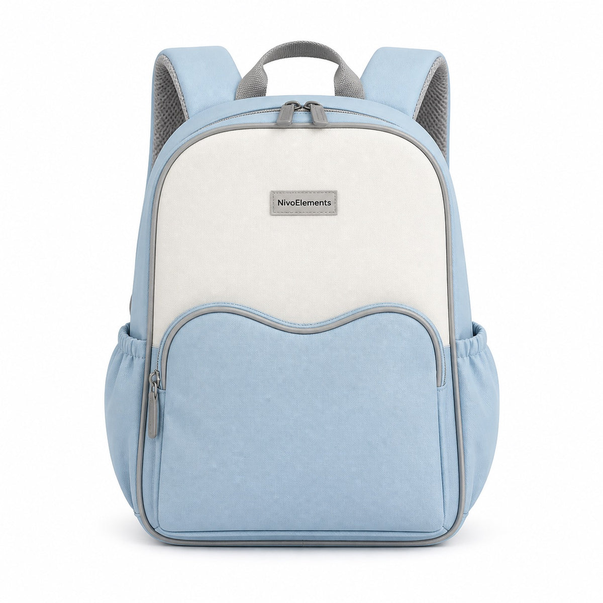 Sky Blue & Cream Kids School Backpack - 01-front