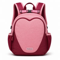 Rose & Burgundy Heart-Seam Preschool Backpack - 01-front