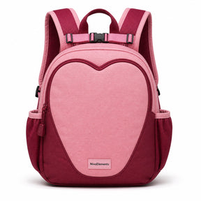 Rose & Burgundy Heart-Seam Preschool Backpack - 01-front