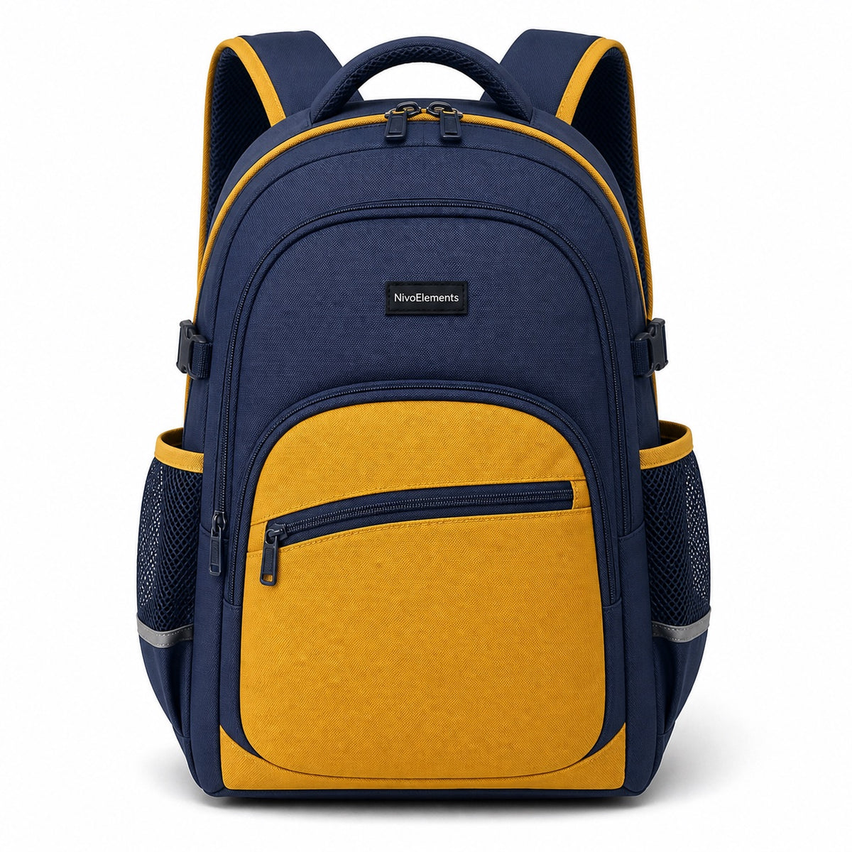 Navy & Mustard Everyday School Backpack - 01-front