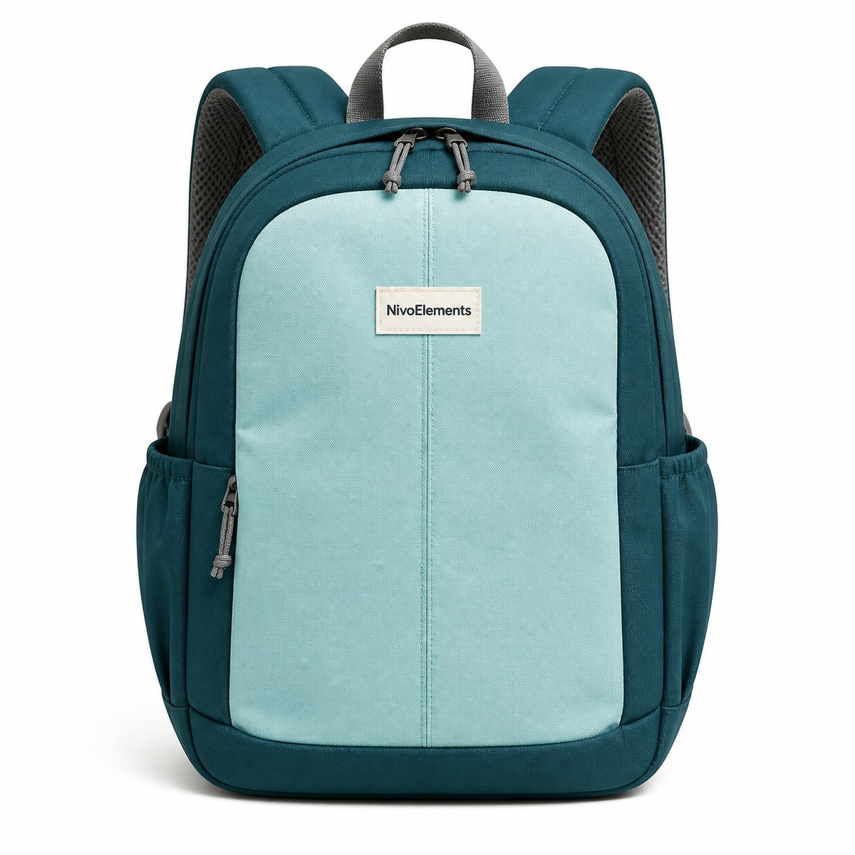 Teal Colorblock Kids School Backpack - 01-front
