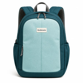 Teal Colorblock Kids School Backpack - 01-front