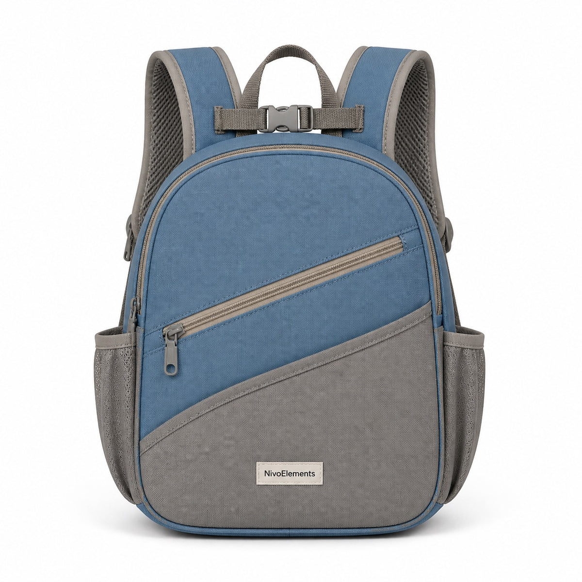 Dusty Blue & Warm Gray Preschool Backpack - 01-front