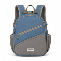 Dusty Blue & Warm Gray Preschool Backpack - 01-front