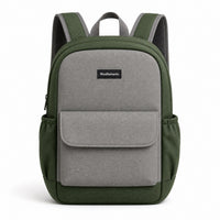 Forest Green Flap-Pocket Kids School Backpack - 01-front