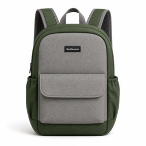 Forest Green Flap-Pocket Kids School Backpack - 01-front