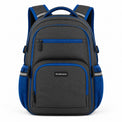 Charcoal & Electric Blue Multi-Compartment School Backpack - 01-front