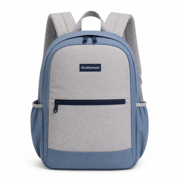 Slate Blue Classic Kids School Backpack - 01-front