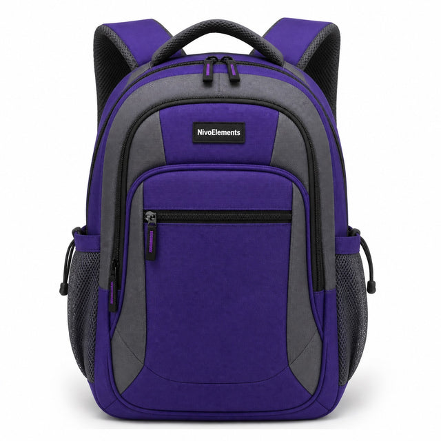 Royal Purple & Slate School Backpack - 01-front
