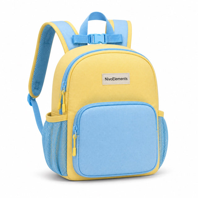 Butter Yellow & Sky Blue Preschool Backpack - 02-angle