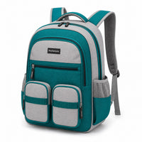 Teal & Gray Dual-Organizer School Backpack - 02-angle