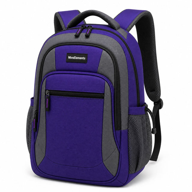 Royal Purple & Slate School Backpack - 02-angle