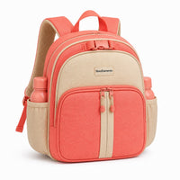 Coral & Oatmeal Organizer Preschool Backpack - 02-angle