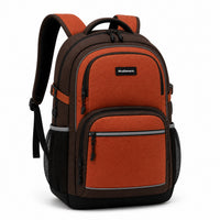 Rust & Dark Brown Multi-Compartment School Backpack - 02-angle