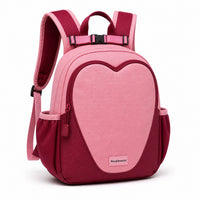 Rose & Burgundy Heart-Seam Preschool Backpack - 02-angle