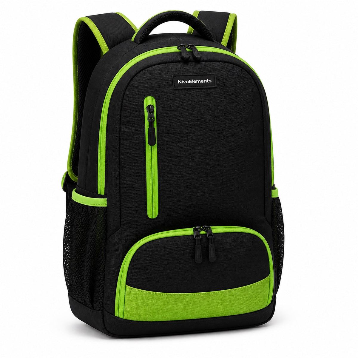 Black & Lime Vertical-Zip School Backpack - 02-angle