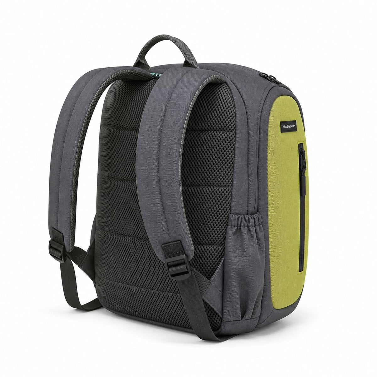 Charcoal & Lime Vertical-Pocket Kids Backpack - 03-back