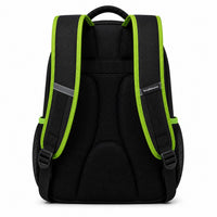 Black & Lime Vertical-Zip School Backpack - 03-back
