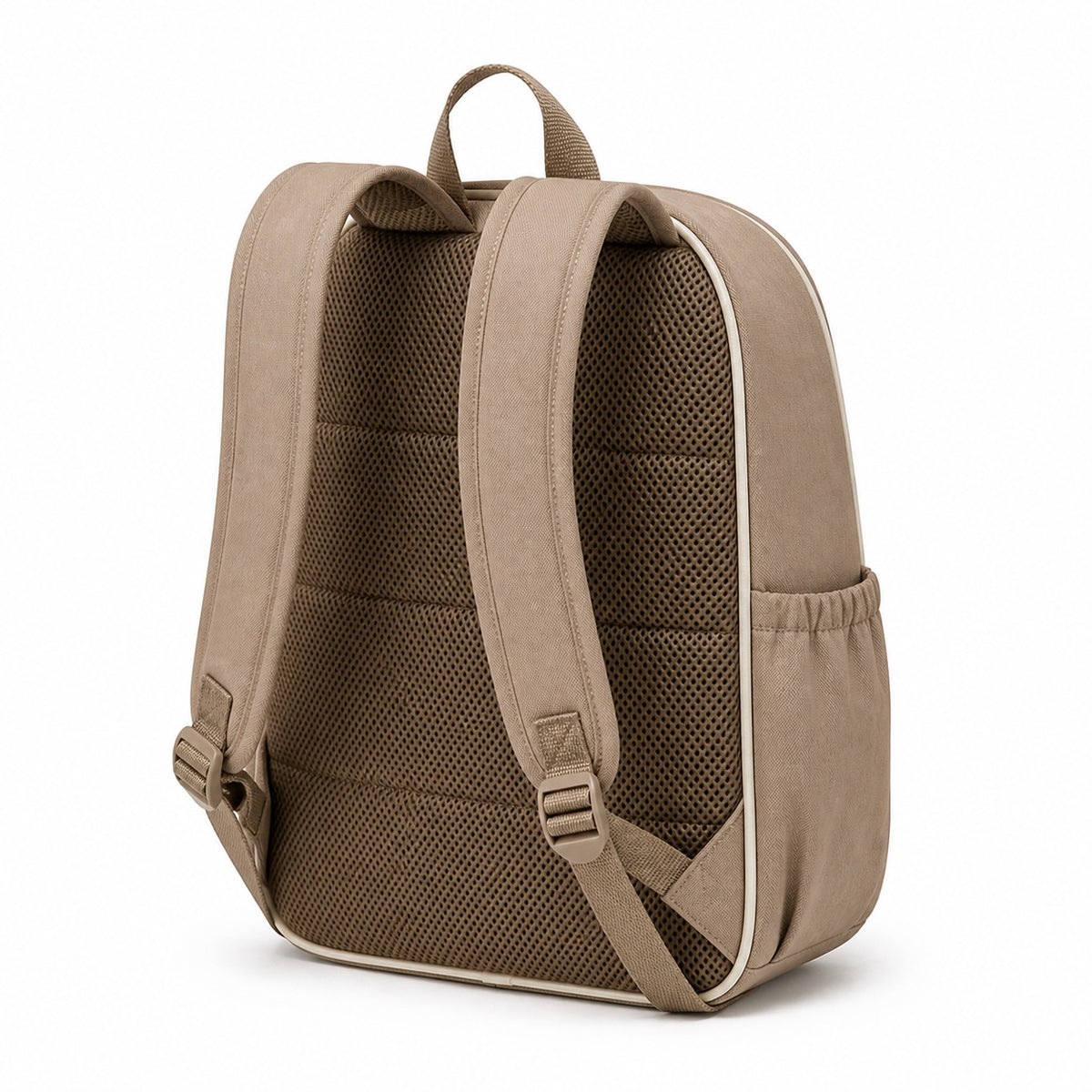 Taupe & Blush Diagonal-Pocket Kids Backpack - 03-back