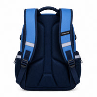 Sky Blue & Navy Reflective School Backpack - 03-back