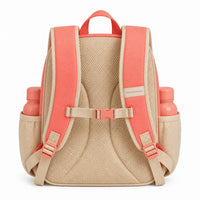Coral & Oatmeal Organizer Preschool Backpack - 03-back