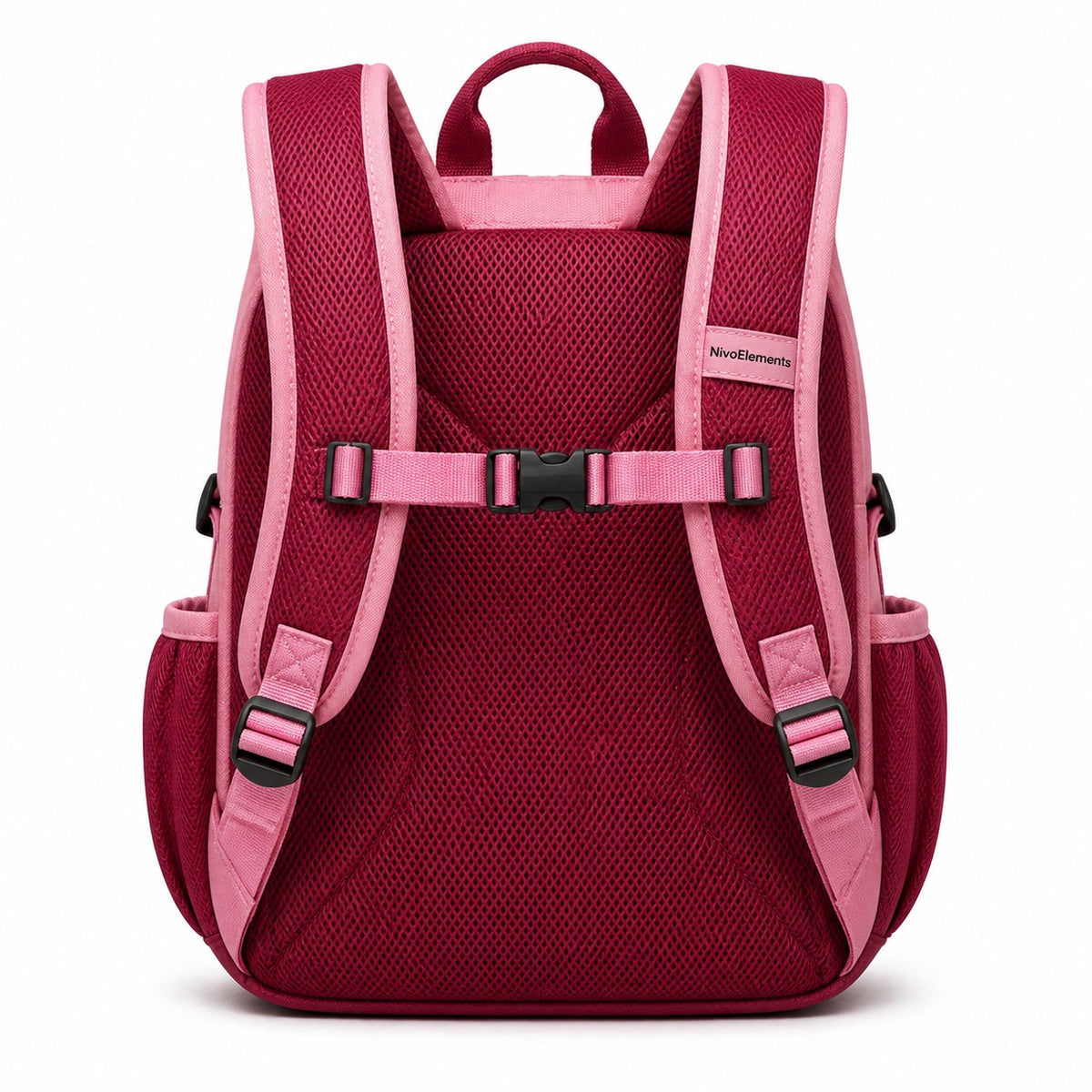 Rose & Burgundy Heart-Seam Preschool Backpack - 03-back