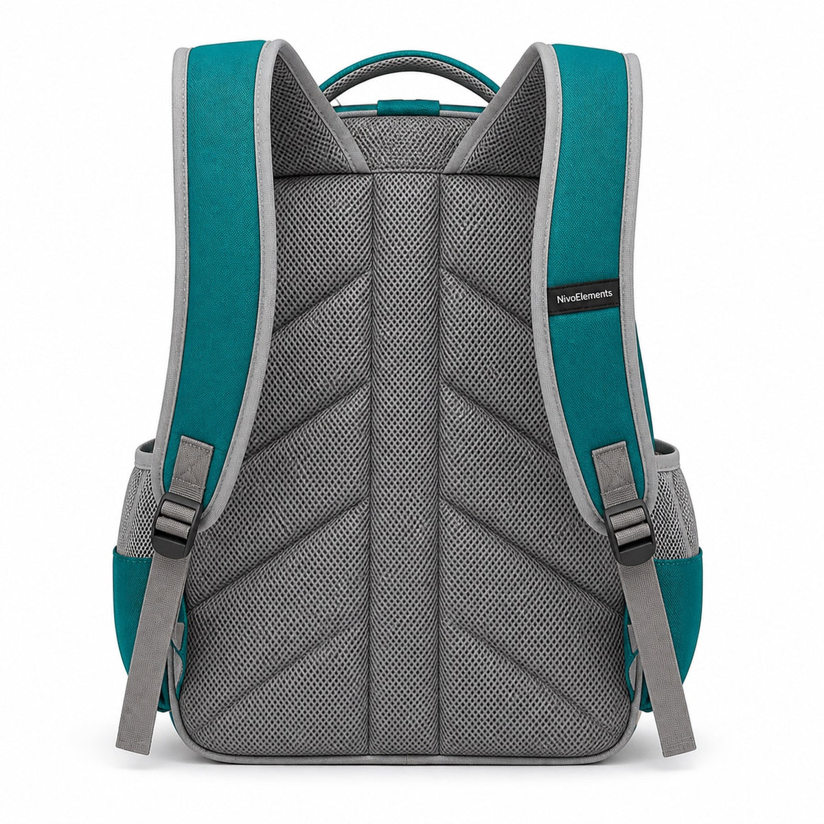 Teal & Gray Dual-Organizer School Backpack - 03-back