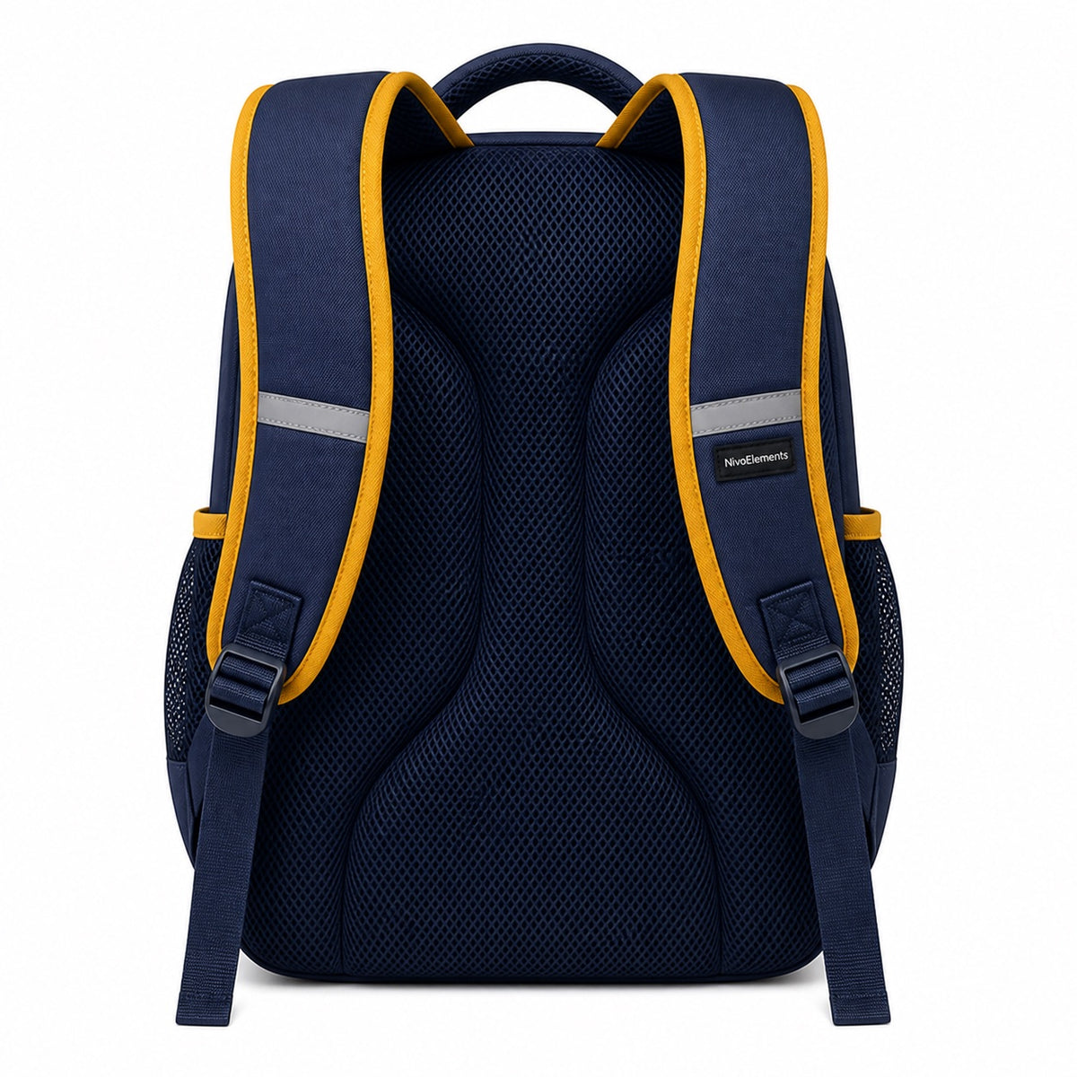 Navy & Mustard Everyday School Backpack - 03-back