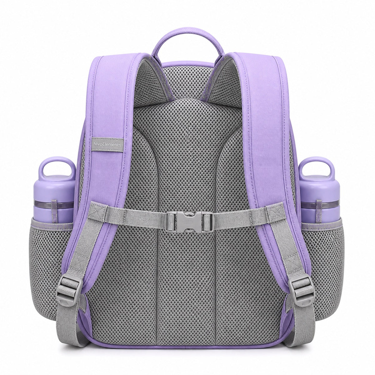 Lavender & Gray Flap-Pocket Preschool Backpack - 03-back