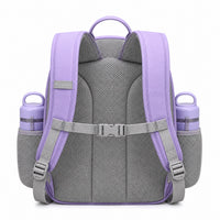 Lavender & Gray Flap-Pocket Preschool Backpack - 03-back