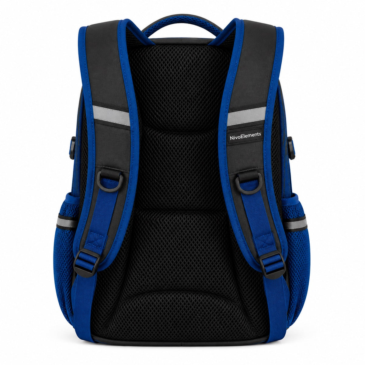 Charcoal & Electric Blue Multi-Compartment School Backpack - 03-back