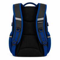 Charcoal & Electric Blue Multi-Compartment School Backpack - 03-back