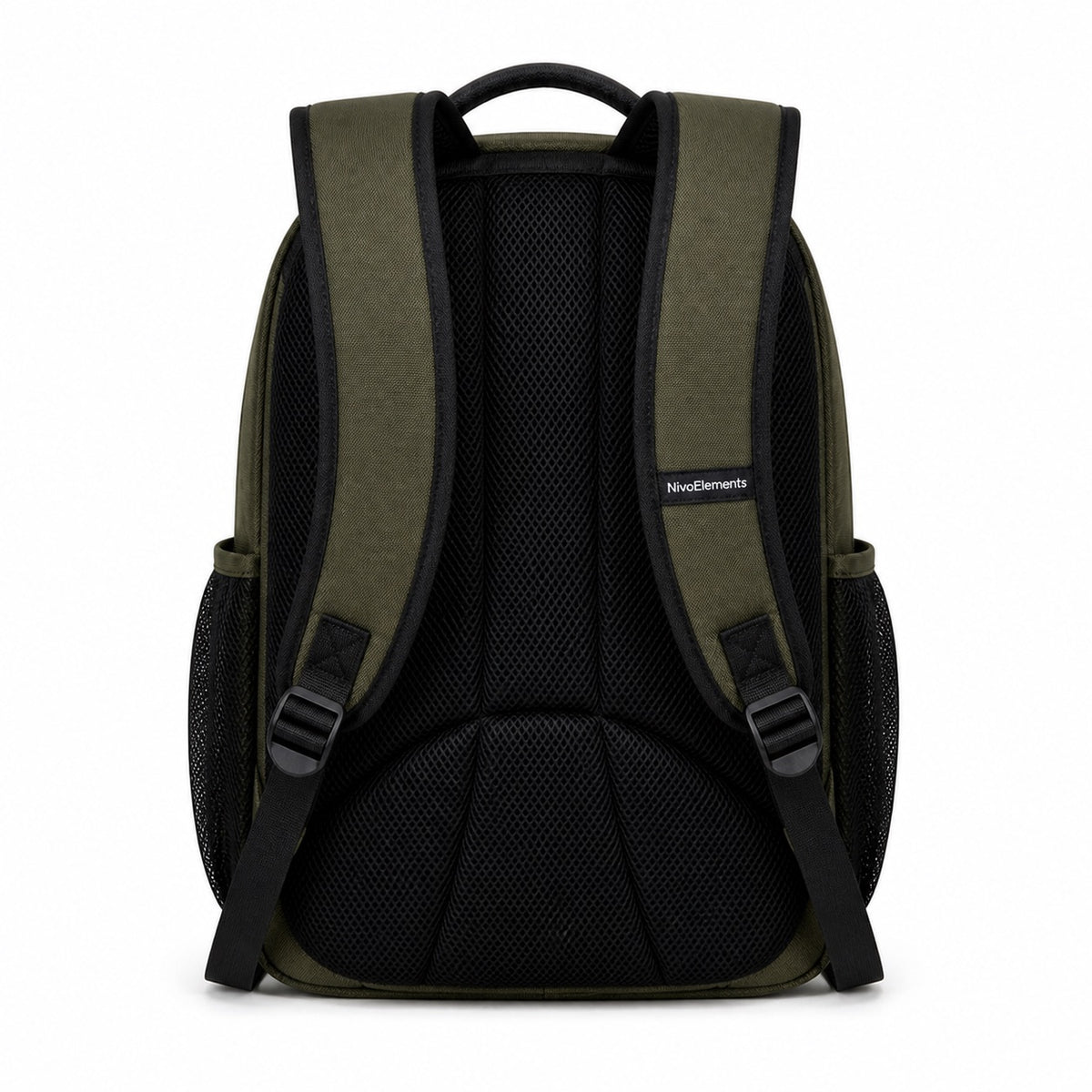 Olive & Black Vertical-Pocket School Backpack - 03-back