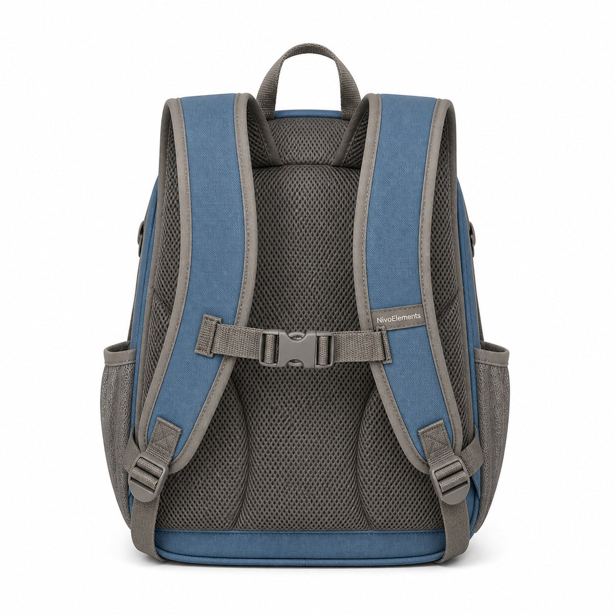 Dusty Blue & Warm Gray Preschool Backpack - 03-back