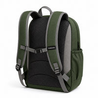 Forest Green Flap-Pocket Kids School Backpack - 03-back