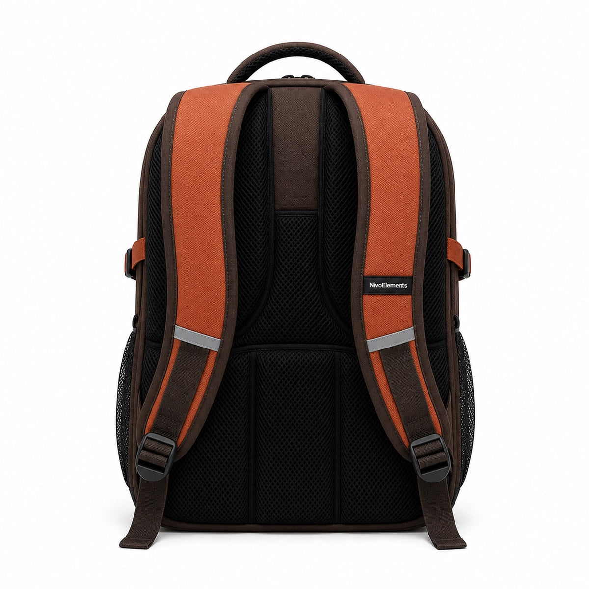 Rust & Dark Brown Multi-Compartment School Backpack - 03-back